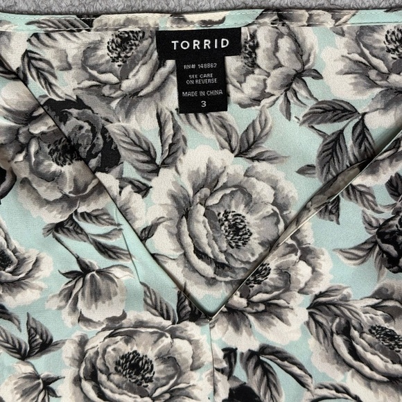 Torrid Mint Green & Black Floral Print Georgette Tank Top Size 3 - Picture 7 of 7